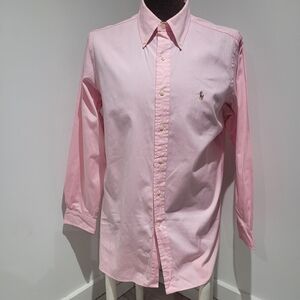 Polo Ralph Lauren Men's 100% Cotton Oxford Button Down Shirt 15 1/2 Pink Preppy